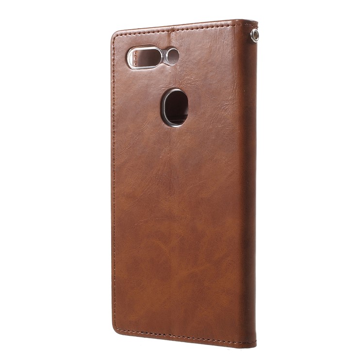 MERCURY GOOSPERY Blue Moon Stand Leather Wallet Mobile Phone Case for Oppo R15 Pro - Coffee-3