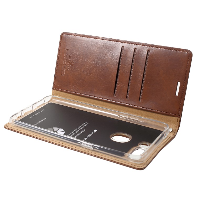 MERCURY GOOSPERY Blue Moon Stand Leather Wallet Mobile Phone Case for Oppo R15 Pro - Coffee-5
