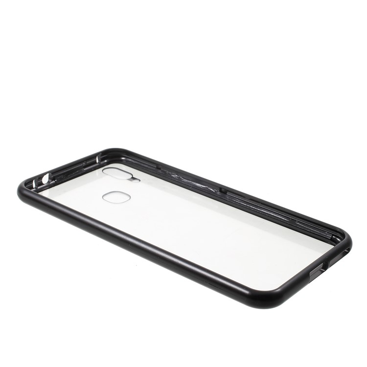 Detachable Magnetic Metal Frame + Tempered Glass Back Protection Phone Case for vivo X21 - Black / Transparent-2