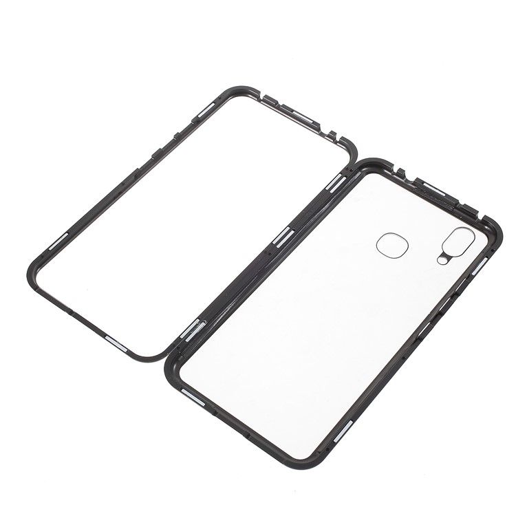 Detachable Magnetic Metal Frame + Tempered Glass Back Protection Phone Case for vivo X21 - Black / Transparent-4