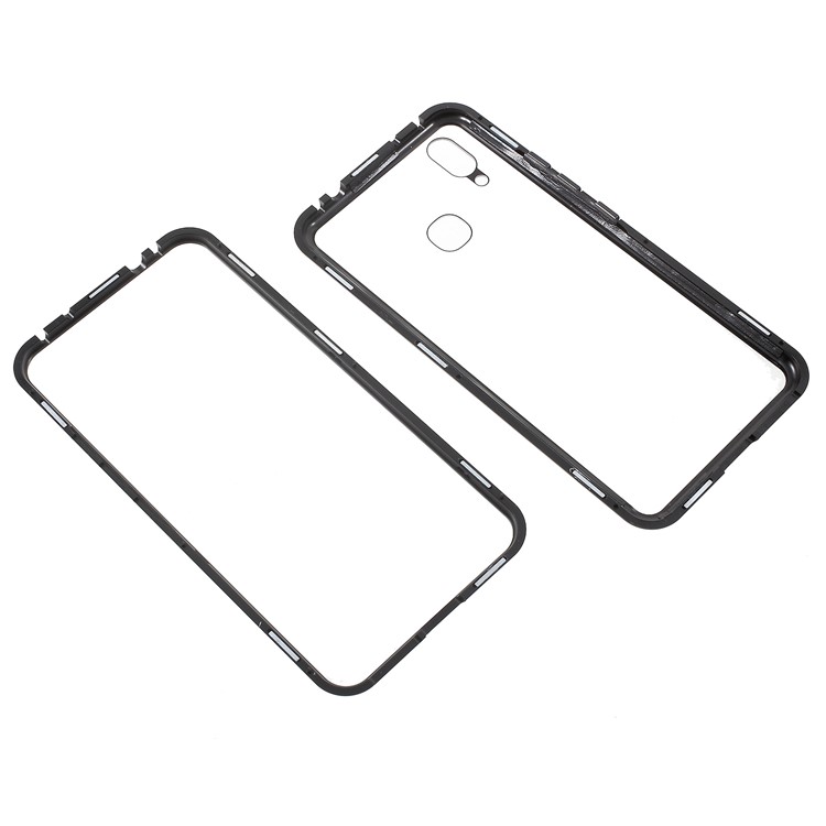 Detachable Magnetic Metal Frame + Tempered Glass Back Protection Phone Case for vivo X21 - Black / Transparent-7