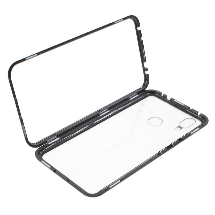 Detachable Magnetic Metal Frame + Tempered Glass Back Protection Phone Case for vivo X21 - Black / Transparent-8