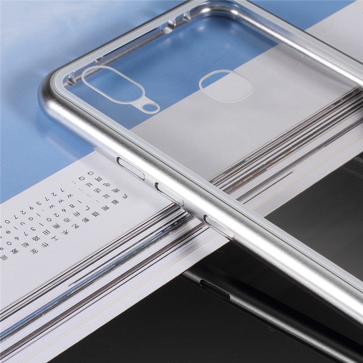 Detachable Magnetic Metal Frame + Tempered Glass Back Cell Phone Cover Case for vivo X21 - Silver / Transparent-5