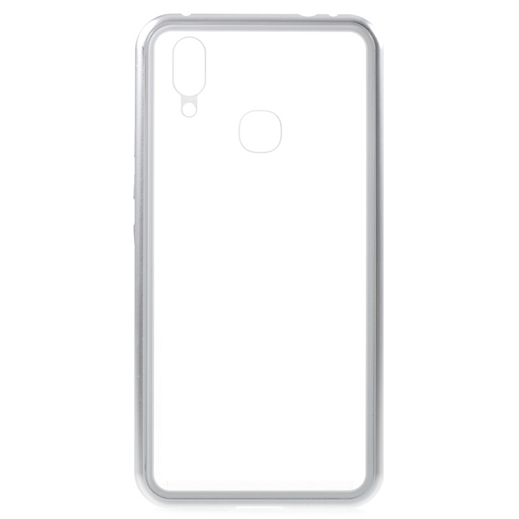 Detachable Magnetic Metal Frame + Tempered Glass Back Cell Phone Cover Case for vivo X21 - Silver / Transparent-7