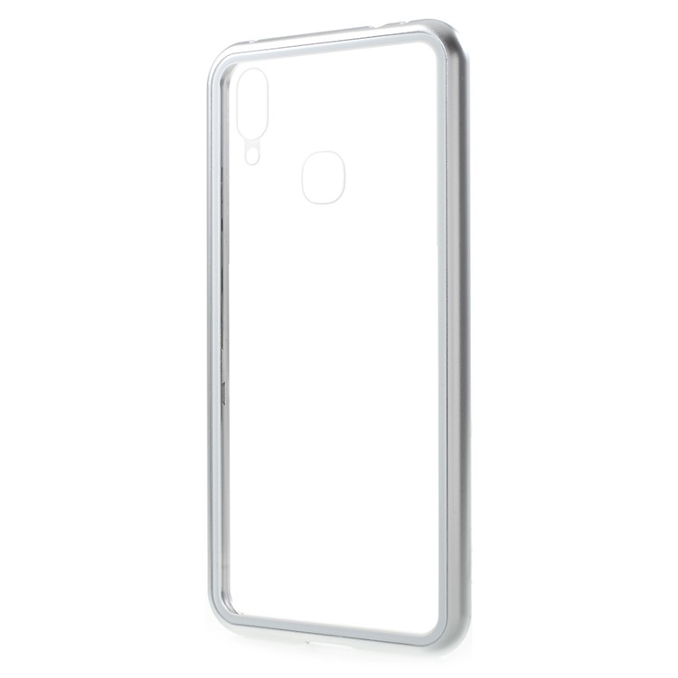 Detachable Magnetic Metal Frame + Tempered Glass Back Cell Phone Cover Case for vivo X21 - Silver / Transparent-8