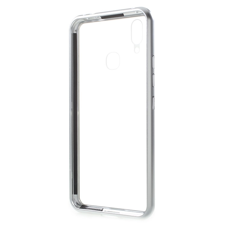 Detachable Magnetic Metal Frame + Tempered Glass Back Cell Phone Cover Case for vivo X21 - Silver / Transparent-9