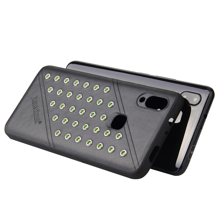 FIERRE SHANN for vivo NEX A Crazy Horse Texture Rivet PU Leather Coated TPU Case - Black-5