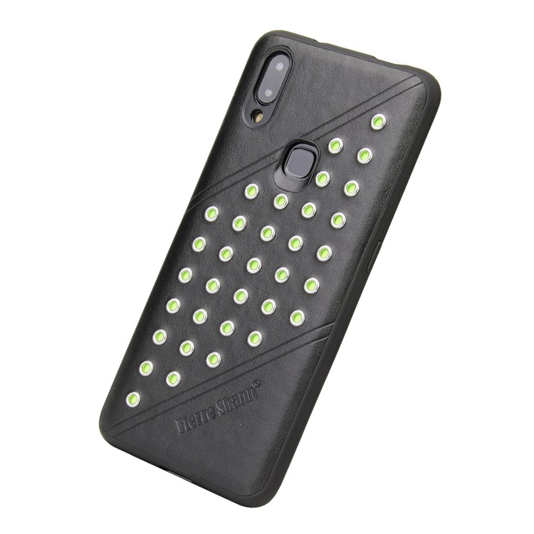 FIERRE SHANN for vivo NEX A Crazy Horse Texture Rivet PU Leather Coated TPU Case - Black-6