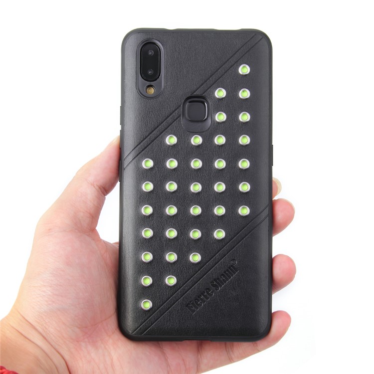 FIERRE SHANN for vivo NEX A Crazy Horse Texture Rivet PU Leather Coated TPU Case - Black-7