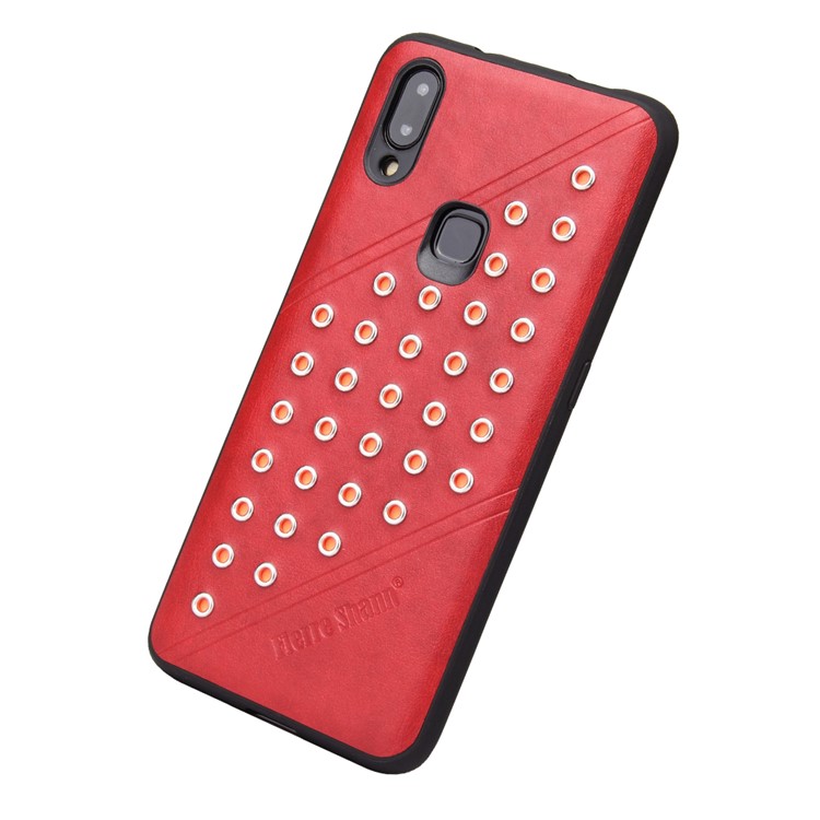 FIERRE SHANN for vivo NEX A Crazy Horse Texture Rivet PU Leather Coated TPU Phone Cover - Red-3