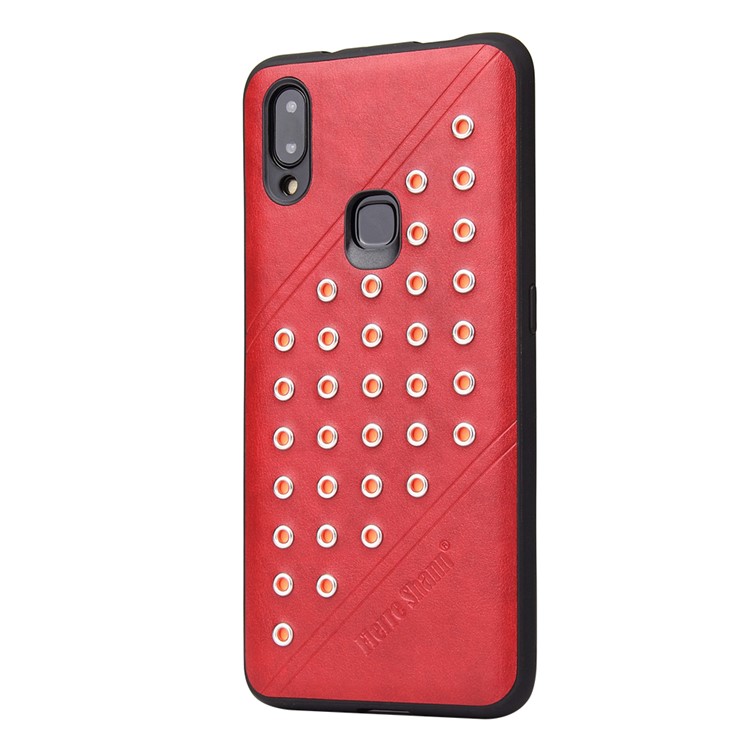 FIERRE SHANN for vivo NEX A Crazy Horse Texture Rivet PU Leather Coated TPU Phone Cover - Red-4
