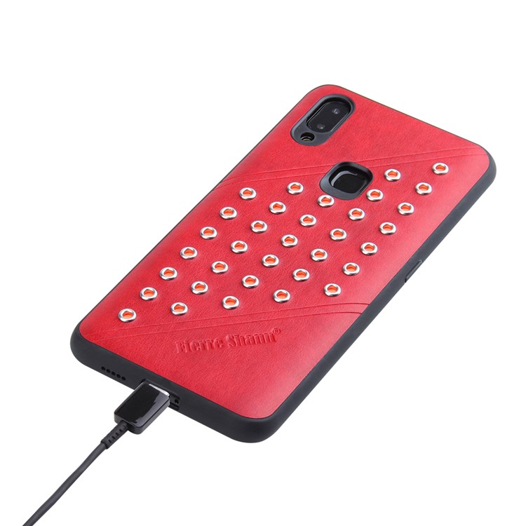 FIERRE SHANN for vivo NEX A Crazy Horse Texture Rivet PU Leather Coated TPU Phone Cover - Red-5