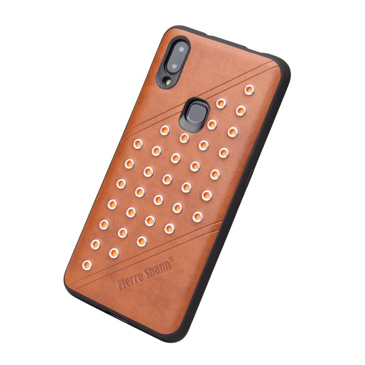 FIERRE SHANN for vivo NEX A Crazy Horse Texture Rivet PU Leather Coated TPU Mobile Shell Case - Brown-2