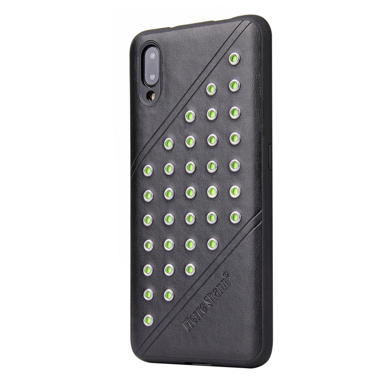 FIERRE SHANN Crazy Horse Texture Rivet PU Leather Coated TPU Case for vivo NEX S - Black-3