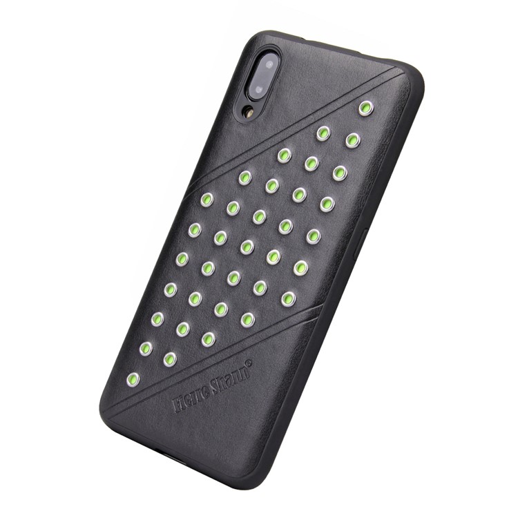 FIERRE SHANN Crazy Horse Texture Rivet PU Leather Coated TPU Case for vivo NEX S - Black-6