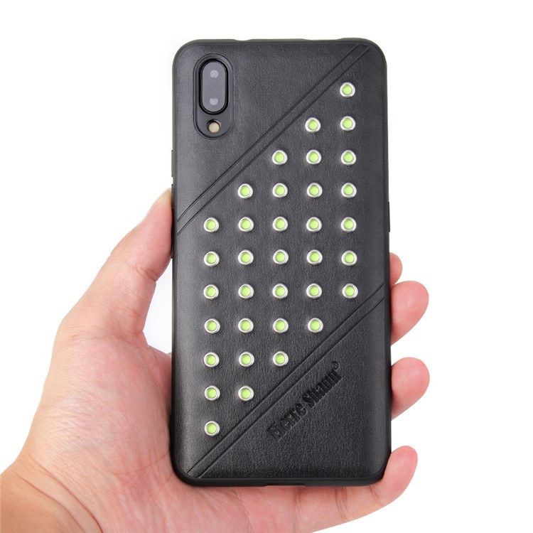 FIERRE SHANN Crazy Horse Texture Rivet PU Leather Coated TPU Case for vivo NEX S - Black-7