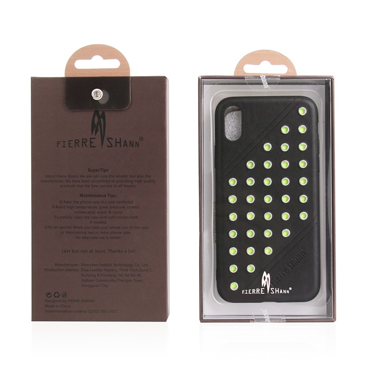 FIERRE SHANN Crazy Horse Texture Rivet PU Leather Coated TPU Case for vivo NEX S - Black-9