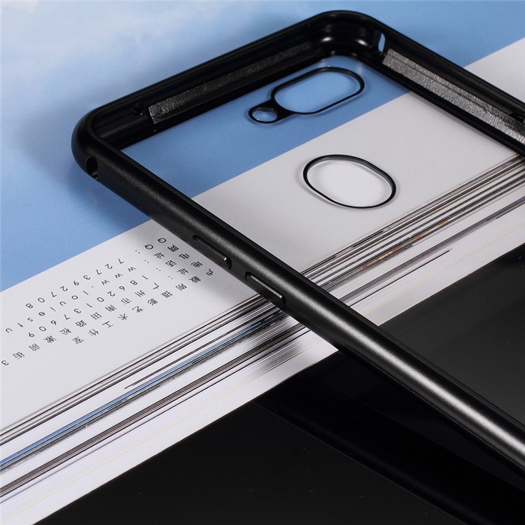 Detachable Magnetic Metal Frame + Tempered Glass Back Phone Case Cover for Oppo R15 - Black / Transparent-4