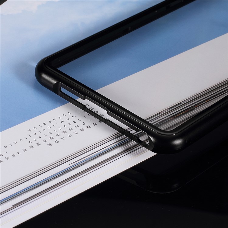 Detachable Magnetic Metal Frame + Tempered Glass Back Phone Case Cover for Oppo R15 - Black / Transparent-5