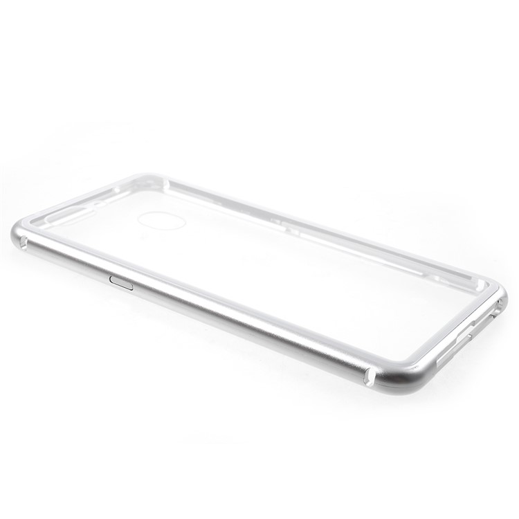 Detachable Magnetic Metal Frame + Tempered Glass Back Mobile Phone Shell for Oppo R15 - Silver / Transparent-11