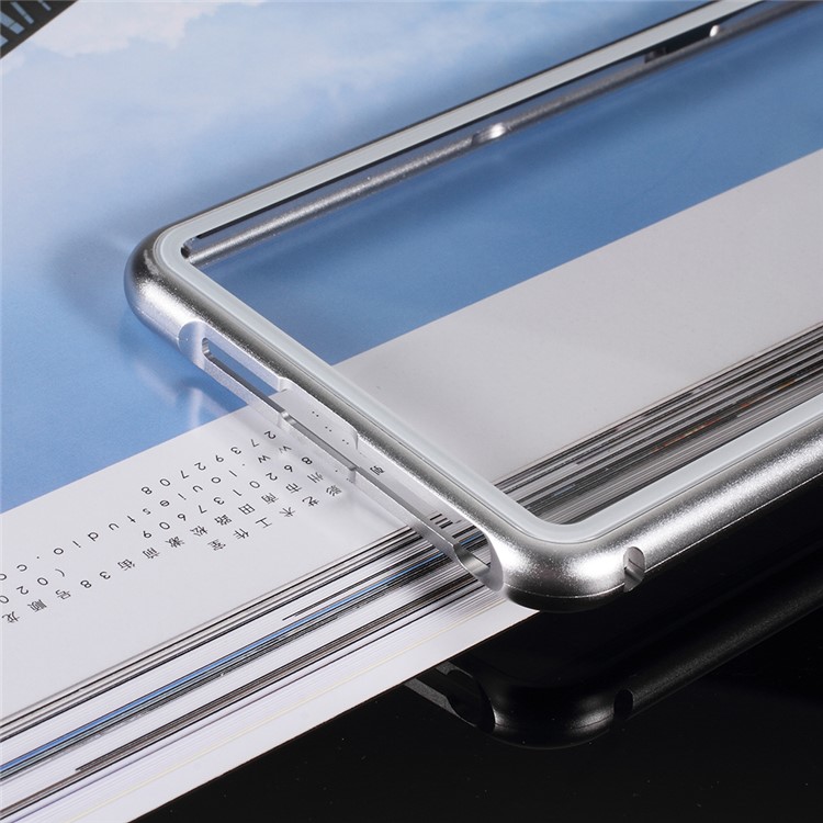 Detachable Magnetic Metal Frame + Tempered Glass Back Mobile Phone Shell for Oppo R15 - Silver / Transparent-5