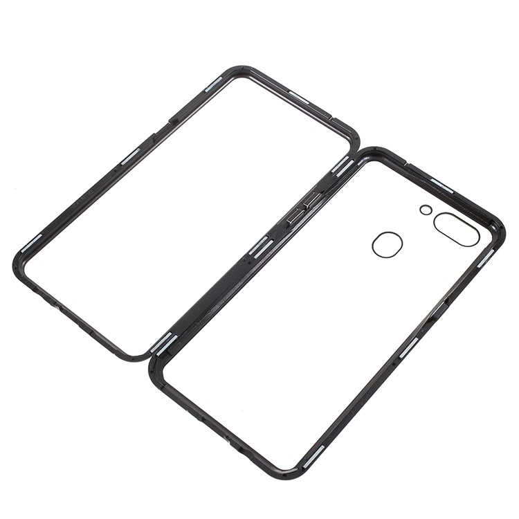 Detachable Magnetic Metal Frame + Tempered Glass Back Cell Phone Case for Oppo R15 Dream Mirror Edition - Black-12