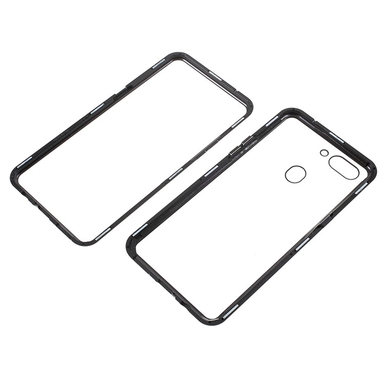 Detachable Magnetic Metal Frame + Tempered Glass Back Cell Phone Case for Oppo R15 Dream Mirror Edition - Black-16