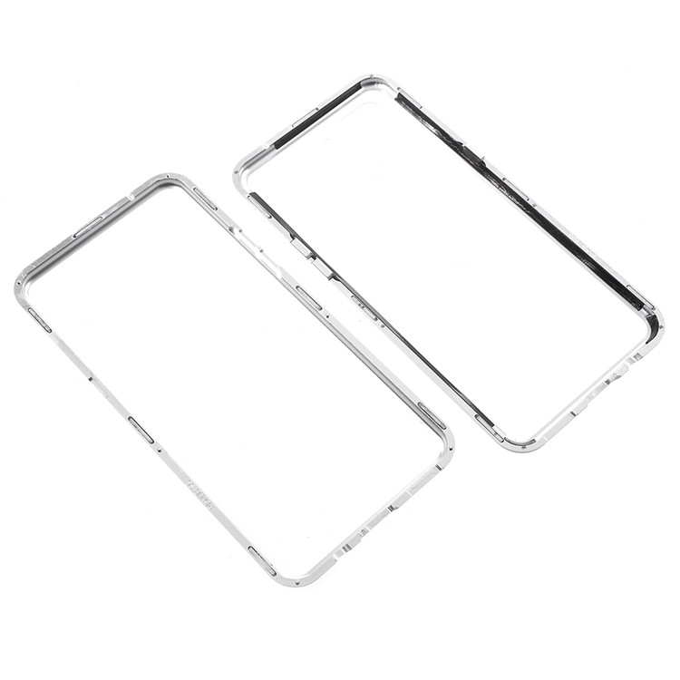 Detachable Magnetic Metal Frame + Tempered Glass Back Mobile Phone Cover for Oppo R15 Dream Mirror Edition - Silver-12