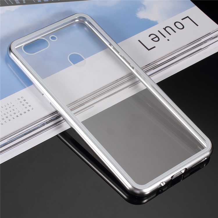 Detachable Magnetic Metal Frame + Tempered Glass Back Mobile Phone Cover for Oppo R15 Dream Mirror Edition - Silver-3