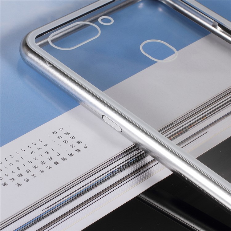Detachable Magnetic Metal Frame + Tempered Glass Back Mobile Phone Cover for Oppo R15 Dream Mirror Edition - Silver-5