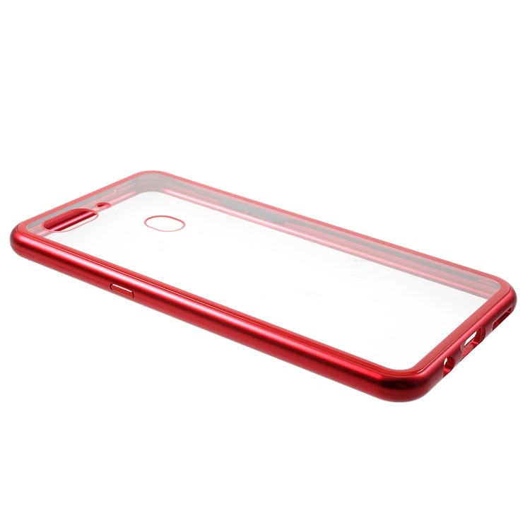 Detachable Magnetic Metal Frame + Tempered Glass Back Cell Phone Shell for Oppo R15 Pro - Red-10