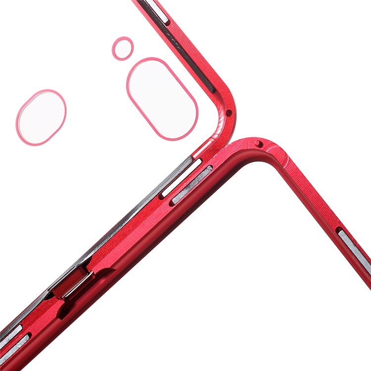 Detachable Magnetic Metal Frame + Tempered Glass Back Cell Phone Shell for Oppo R15 Pro - Red-13