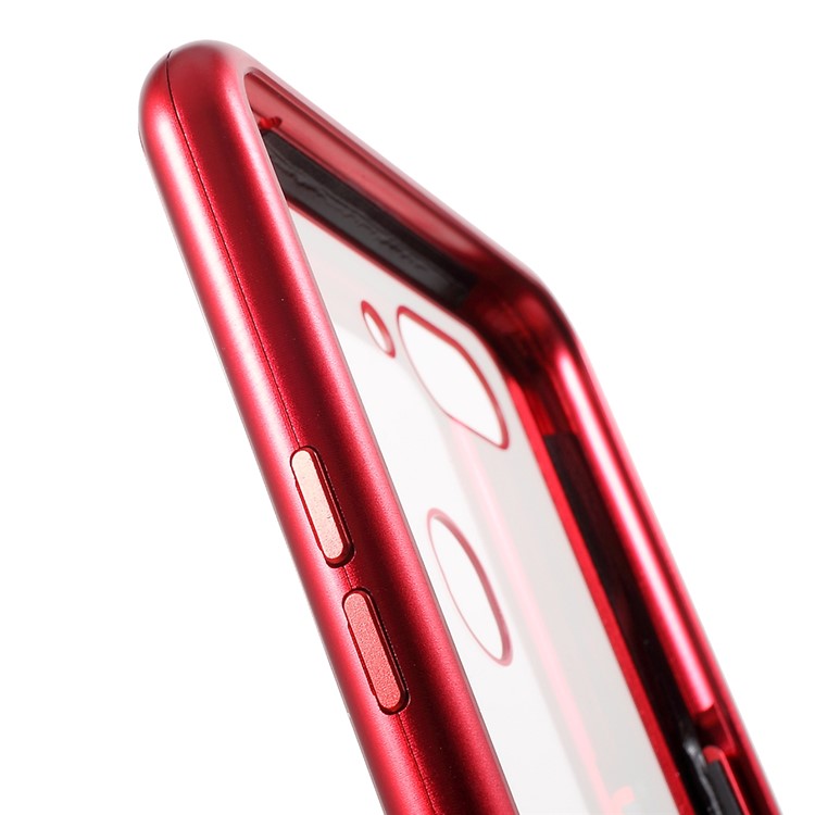 Detachable Magnetic Metal Frame + Tempered Glass Back Cell Phone Shell for Oppo R15 Pro - Red-15