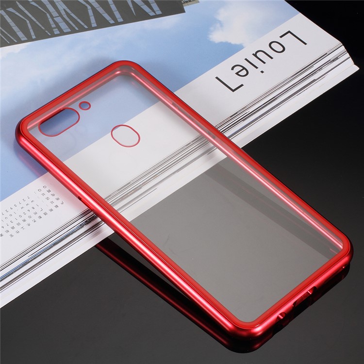 Detachable Magnetic Metal Frame + Tempered Glass Back Cell Phone Shell for Oppo R15 Pro - Red-4