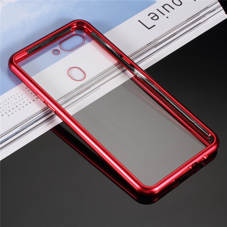 Detachable Magnetic Metal Frame + Tempered Glass Back Cell Phone Shell for Oppo R15 Pro - Red-6