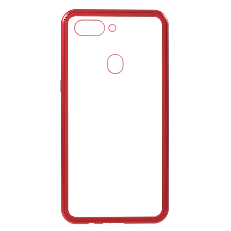Detachable Magnetic Metal Frame + Tempered Glass Back Cell Phone Shell for Oppo R15 Pro - Red-7