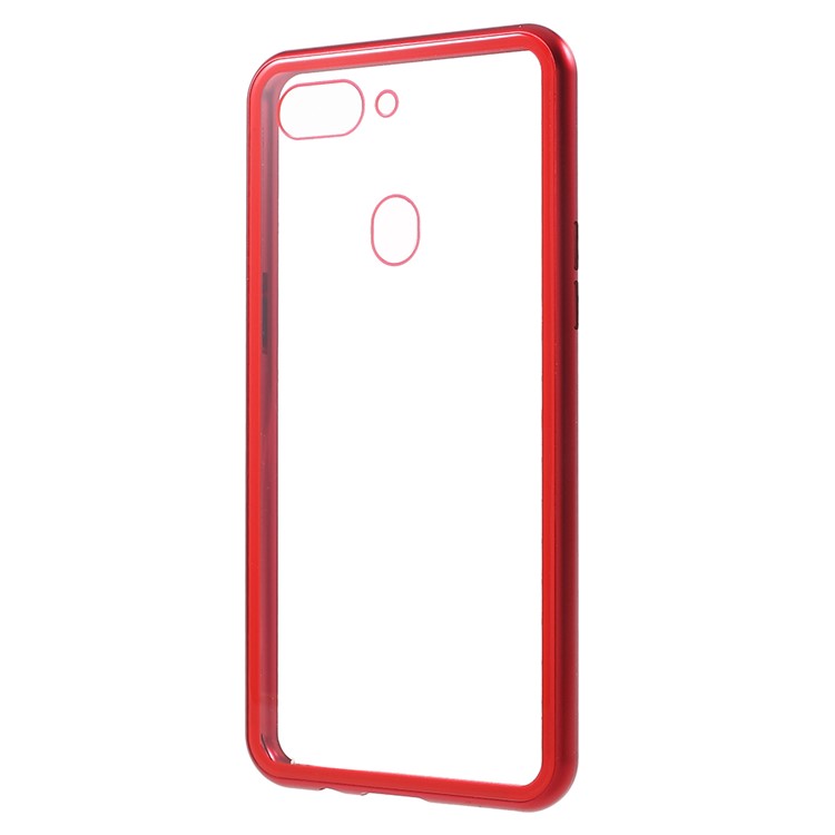 Detachable Magnetic Metal Frame + Tempered Glass Back Cell Phone Shell for Oppo R15 Pro - Red-8