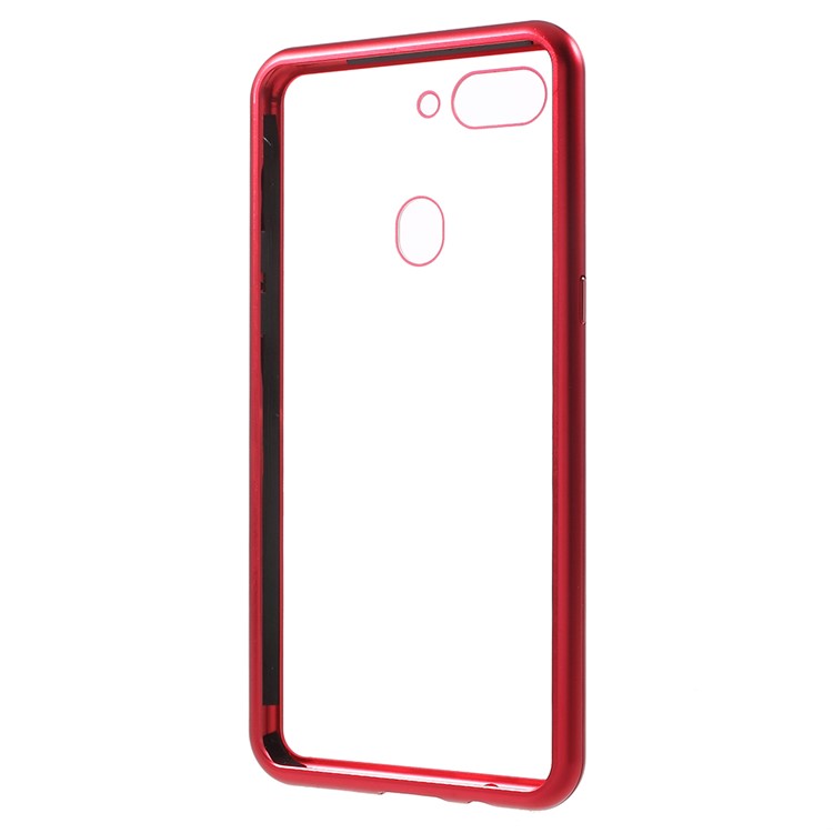 Detachable Magnetic Metal Frame + Tempered Glass Back Cell Phone Shell for Oppo R15 Pro - Red-9