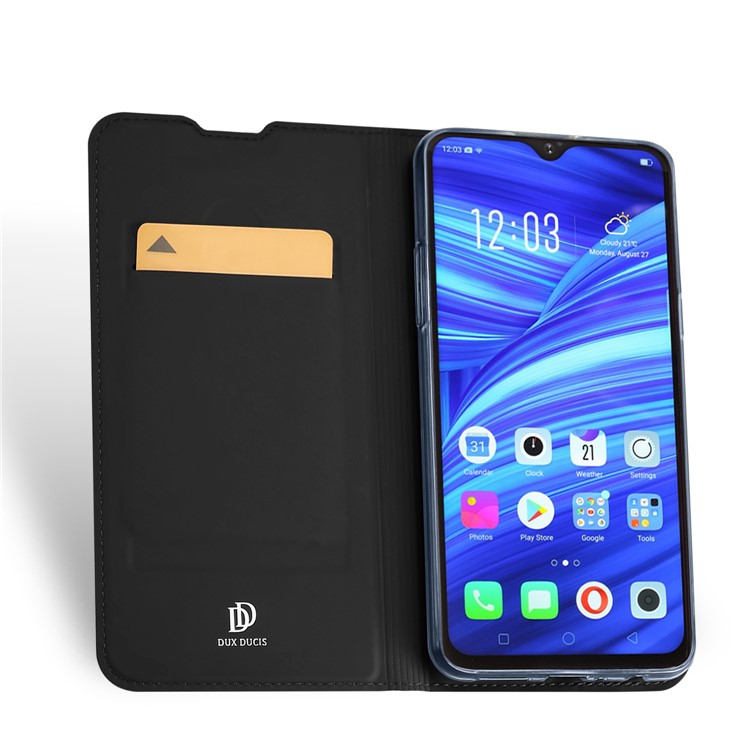 DUX DUCIS Skin Pro Series Flip Leather Stand Cover Accessory for OPPO F9 with Card Slot - Black-4