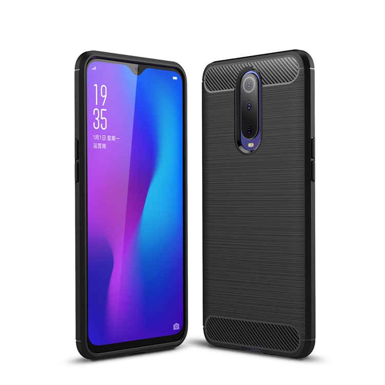 Carbon Fibre Brushed TPU Case for Oppo R17 Pro - Black-1