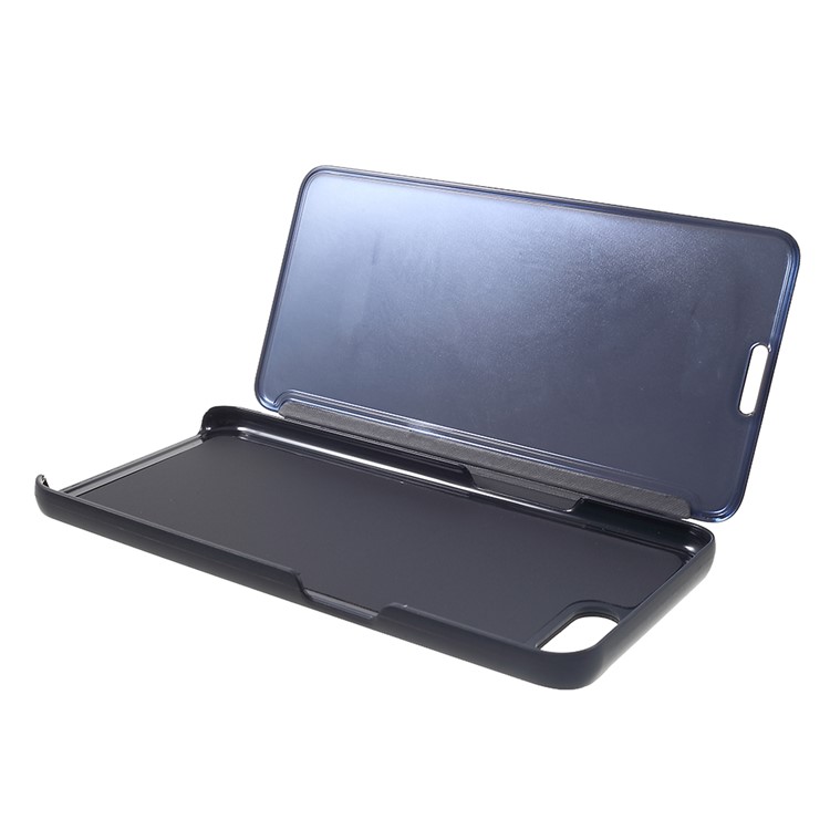 View Window Plated Mirror Surface Leather Stand Cover Shell for OPPO A5 - Black-5
