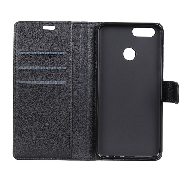 Litchi Grain Wallet Stand PU Leather Cell Phone Case for Oppo Realme 2 - Black-6