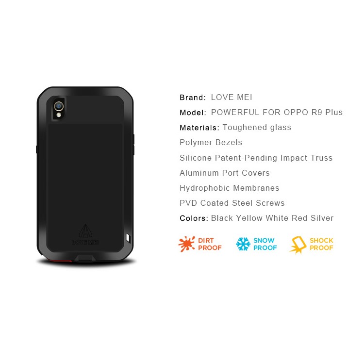 LOVE MEI for Oppo R9 Plus Powerful Case Shockproof Drop-proof Dirtproof Cover - Black-2