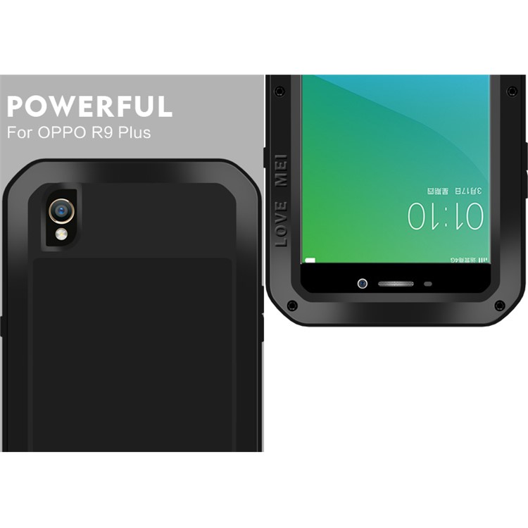 LOVE MEI for Oppo R9 Plus Powerful Case Shockproof Drop-proof Dirtproof Cover - Black-4