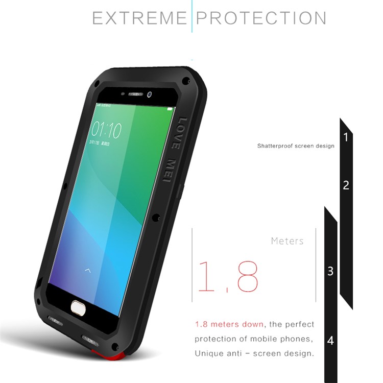 LOVE MEI for Oppo R9 Plus Powerful Case Shockproof Drop-proof Dirtproof Cover - Black-8