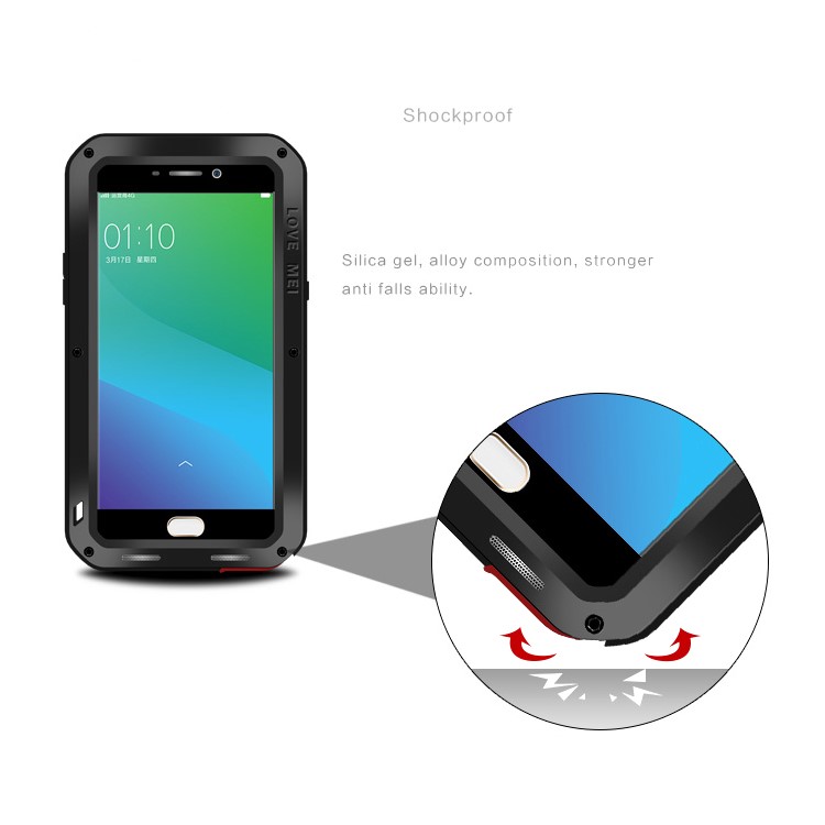 LOVE MEI for Oppo R9 Plus Powerful Case Shockproof Drop-proof Dirtproof Cover - Black-9