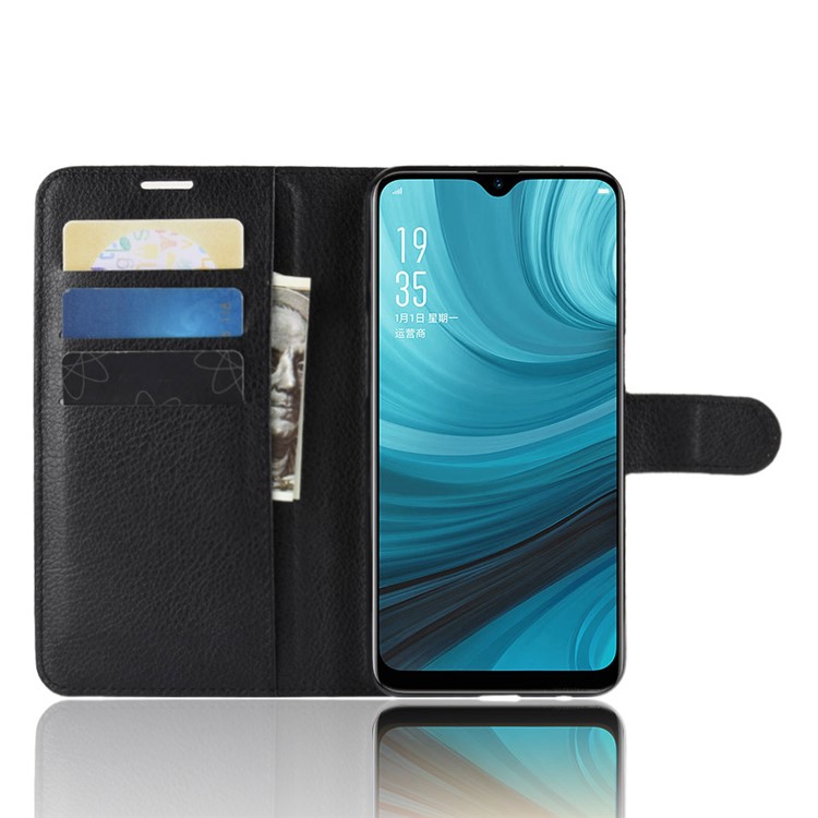 Für OPPO A7 / AX7 Litschi Haut PU Leder Brieftasche Handyhülle - Schwarz-4