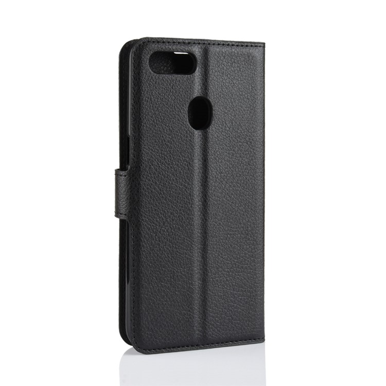 Für OPPO A7 / AX7 Litschi Haut PU Leder Brieftasche Handyhülle - Schwarz-6