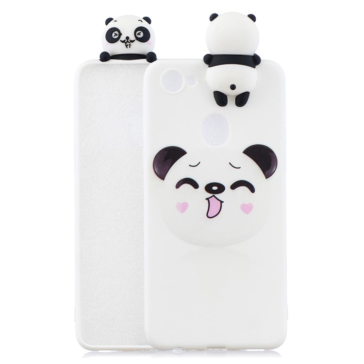 Pattern Printing TPU Gel Protective Case for Vivo F7 with 3D Animal Doll - Panda-1