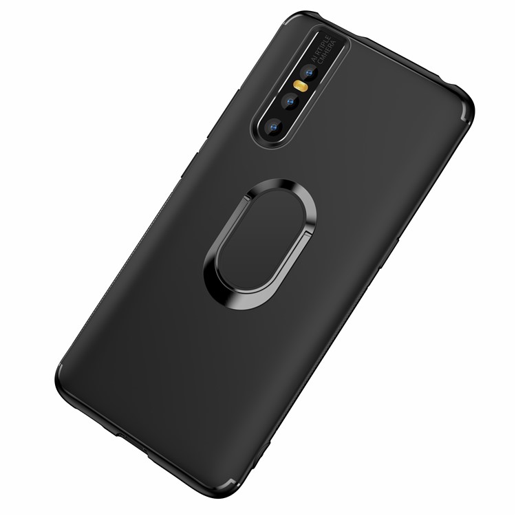 Finger Ring Kickstand TPU Case (Built-in Magnetic Metal Sheet) for Vivo X27 - Black-1